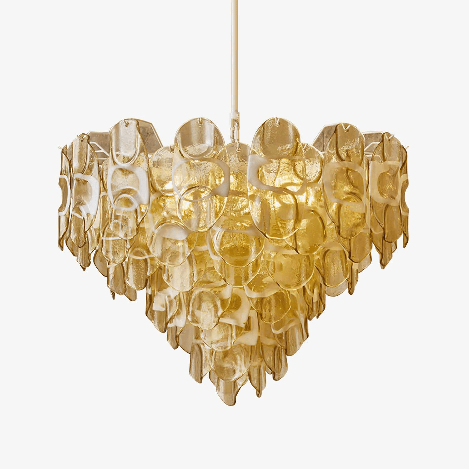 Celuora Chandelier Amber Murano Glass Oval Drops Layered