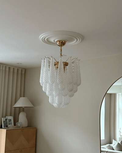 Velivena Chandelier Murano Glass Drops Frosted Teardrop