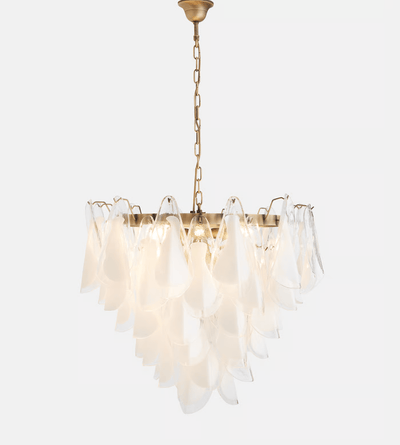 Eiririel Chandelier White Leaf Glass Layered Modern