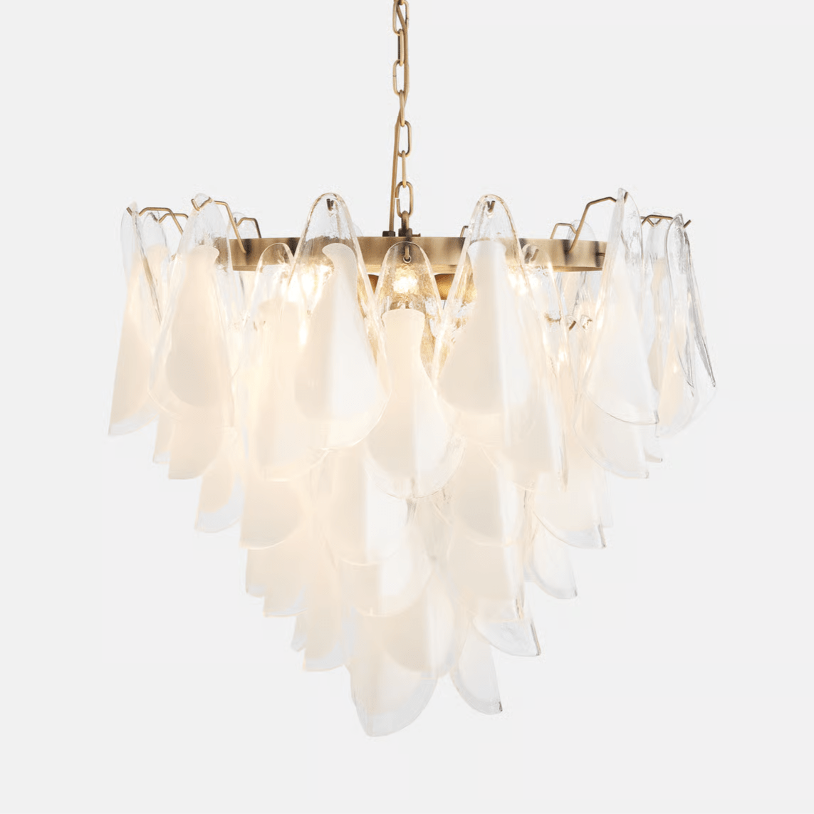 Eiririel Chandelier White Leaf Glass Layered Modern