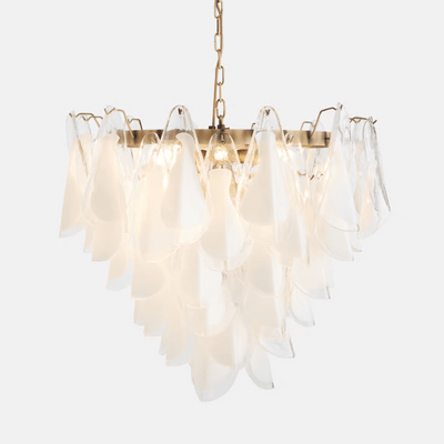 Eiririel Chandelier White Leaf Glass Layered Modern