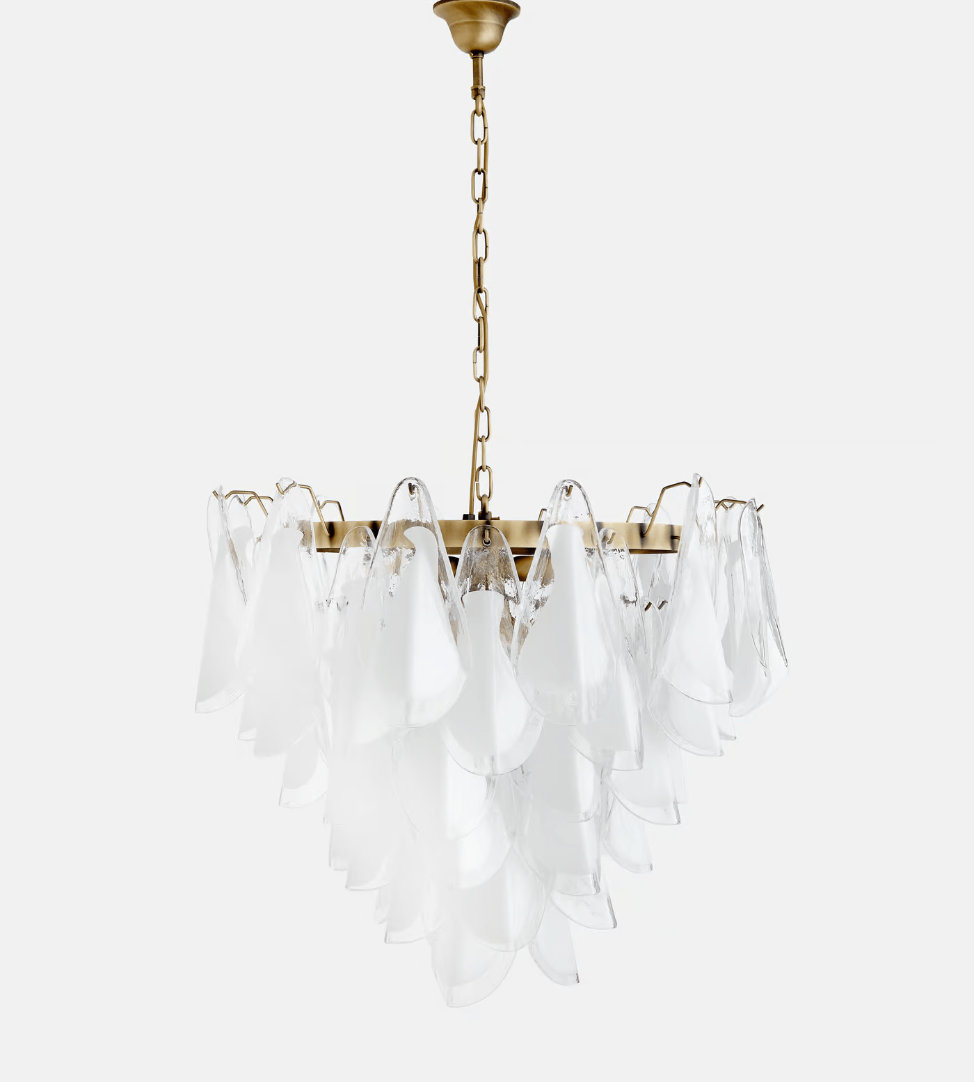 Eiririel Chandelier White Leaf Glass Layered Modern