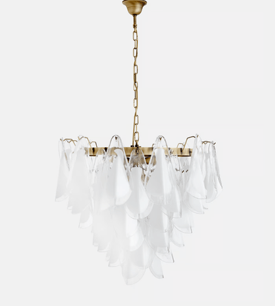 Eiririel Chandelier White Leaf Glass Layered Modern