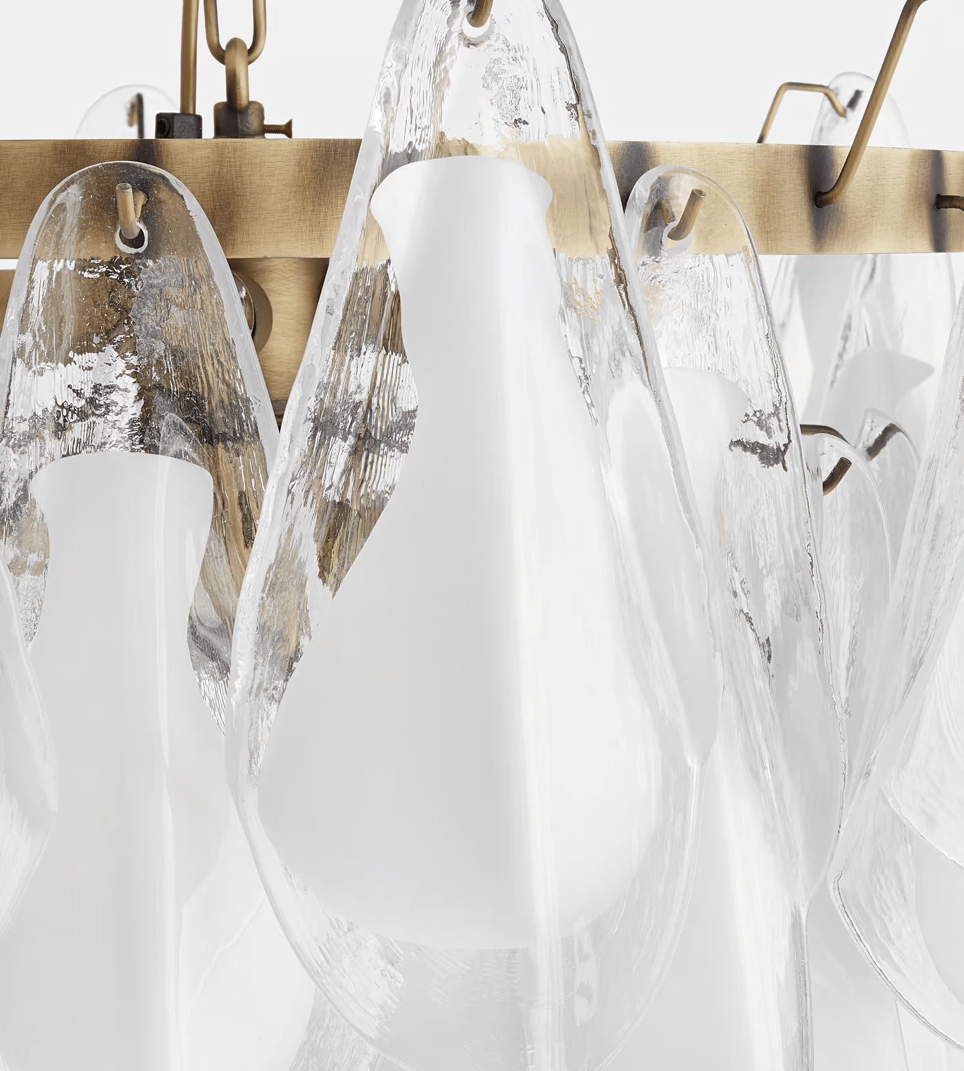 Eiririel Chandelier White Leaf Glass Layered Modern