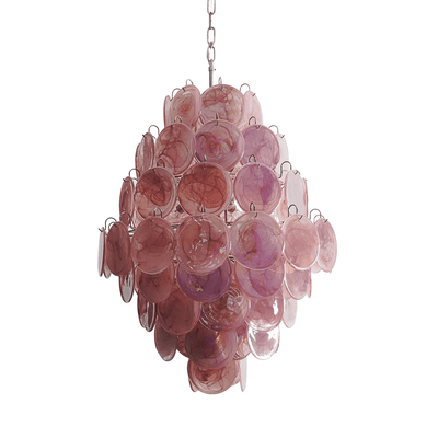 Aurora Chandelier Pink Murano Glass Handblown Discs - Neutral Decor