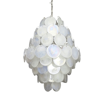 Aurora Chandelier Pink Murano Glass Handblown Discs - Neutral Decor