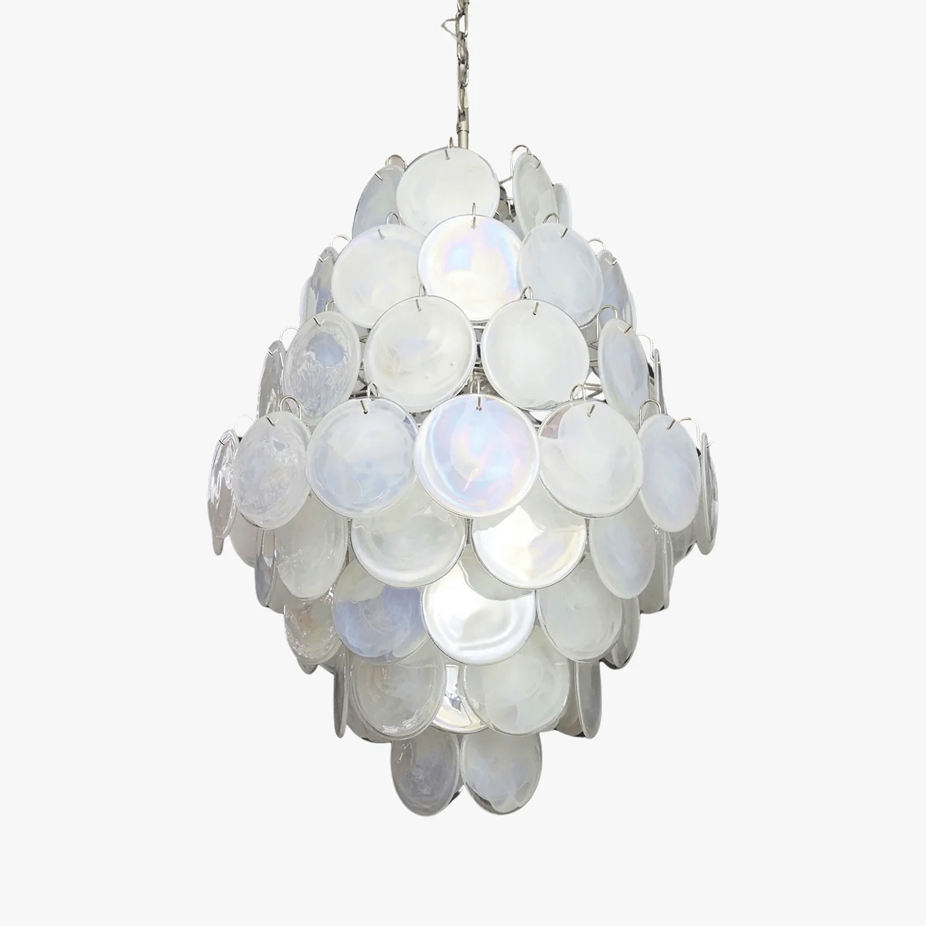 Aurora Chandelier Pink Murano Glass Handblown Discs - Neutral Decor