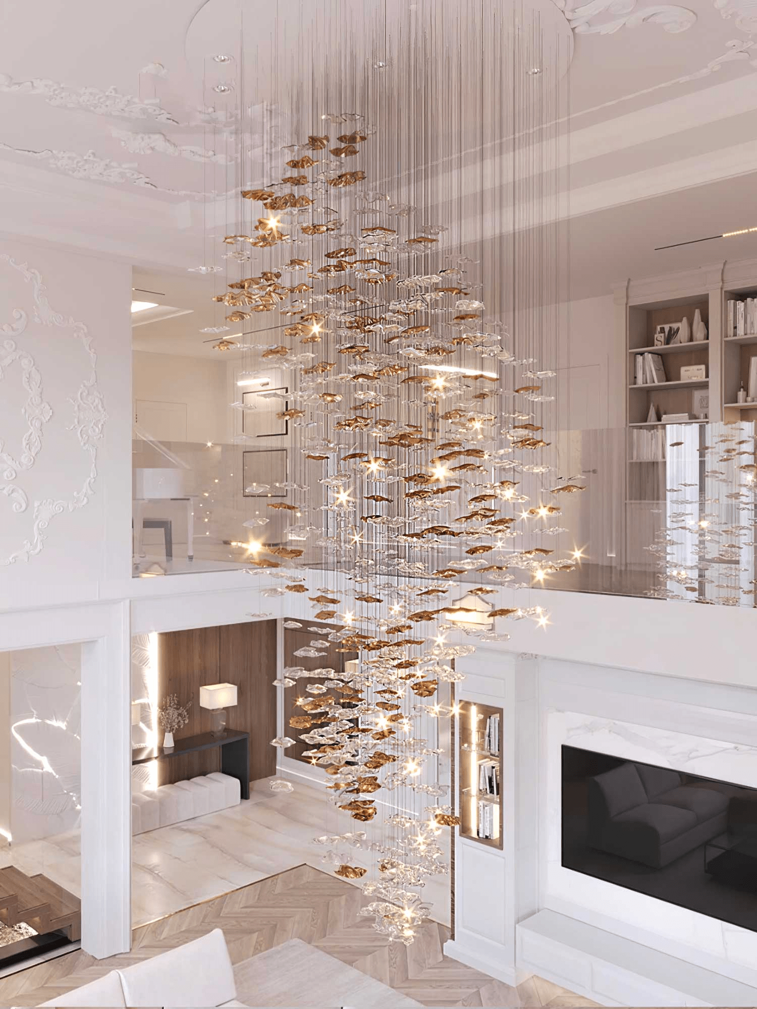 Nephele Crystal Leaf Chandelier