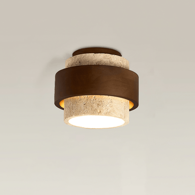 Perra Layered Ring Travertine Ceiling Light