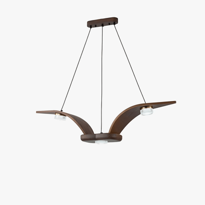 Rhexo Chandelier Walnut Wood Crystal Sculptural