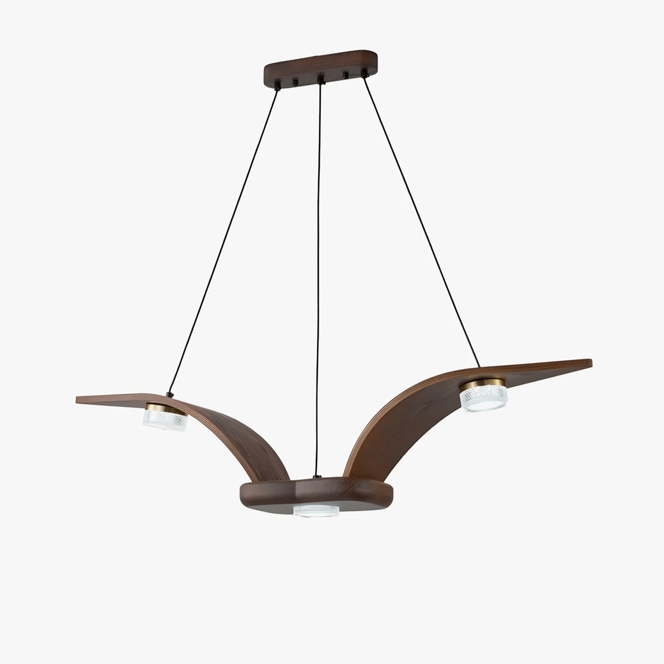 Rhexo Chandelier Walnut Wood Crystal Sculptural