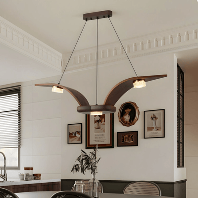 Rhexo Chandelier Walnut Wood Crystal Sculptural