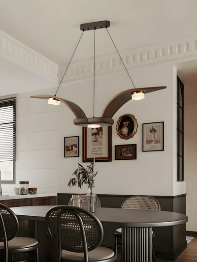 Rhexo Chandelier Walnut Wood Crystal Sculptural