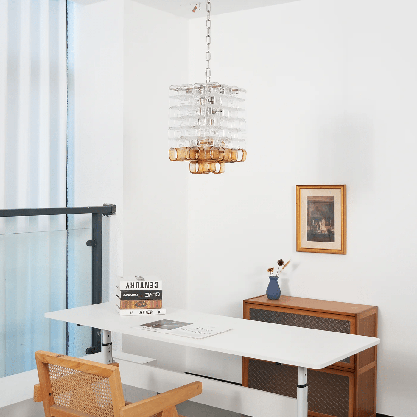 Orielis Chandelier Murano Glass Interlocking Geometric