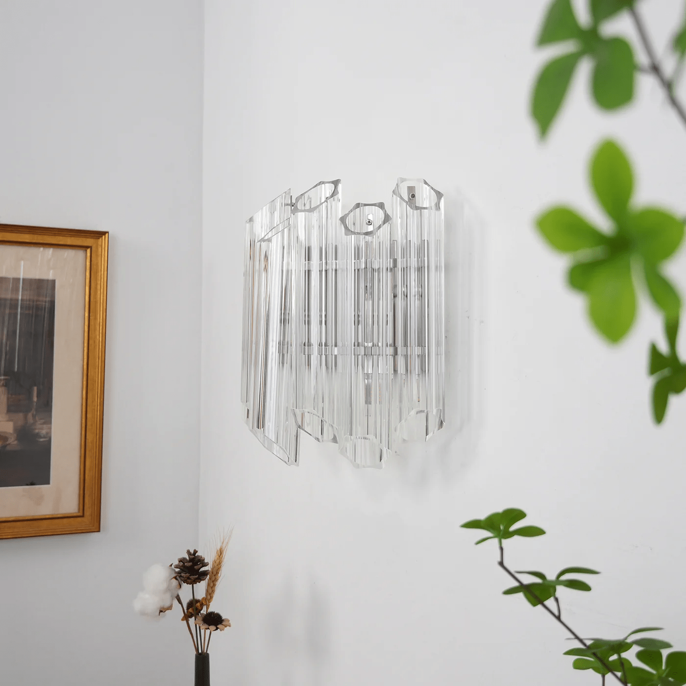 Celalaria Wall Lamp Clear Murano Glass Tube Cascade