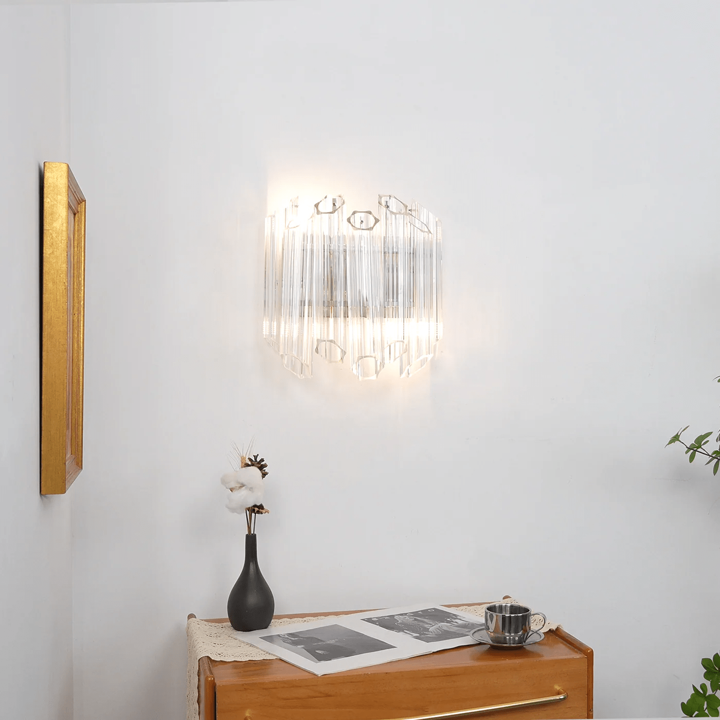 Celalaria Wall Lamp Clear Murano Glass Tube Cascade