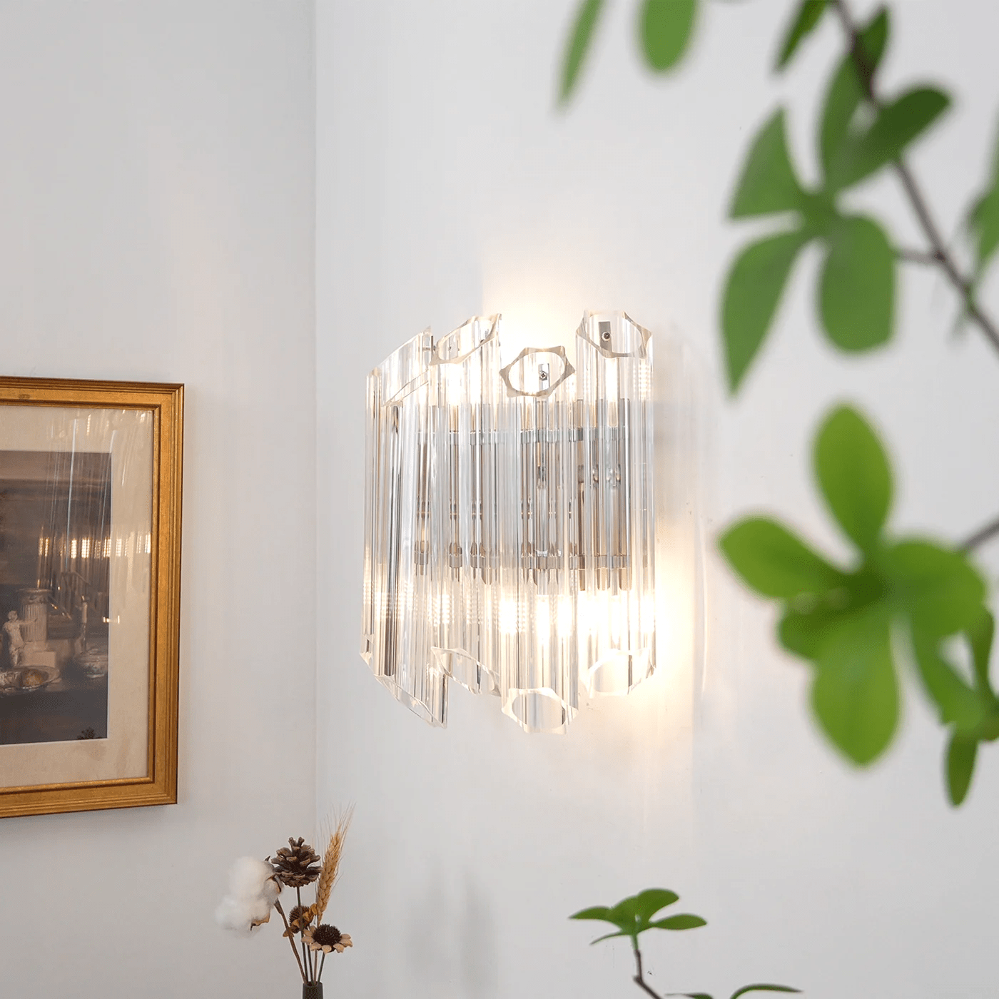 Celalaria Wall Lamp Clear Murano Glass Tube Cascade
