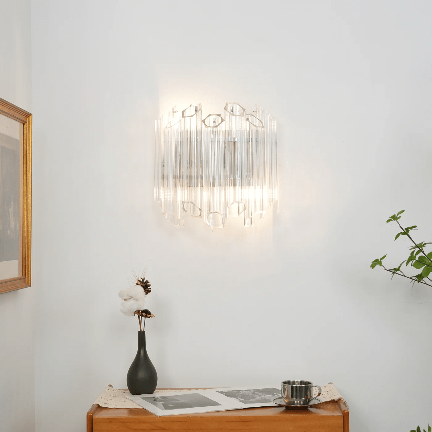 Celalaria Wall Lamp Clear Murano Glass Tube Cascade