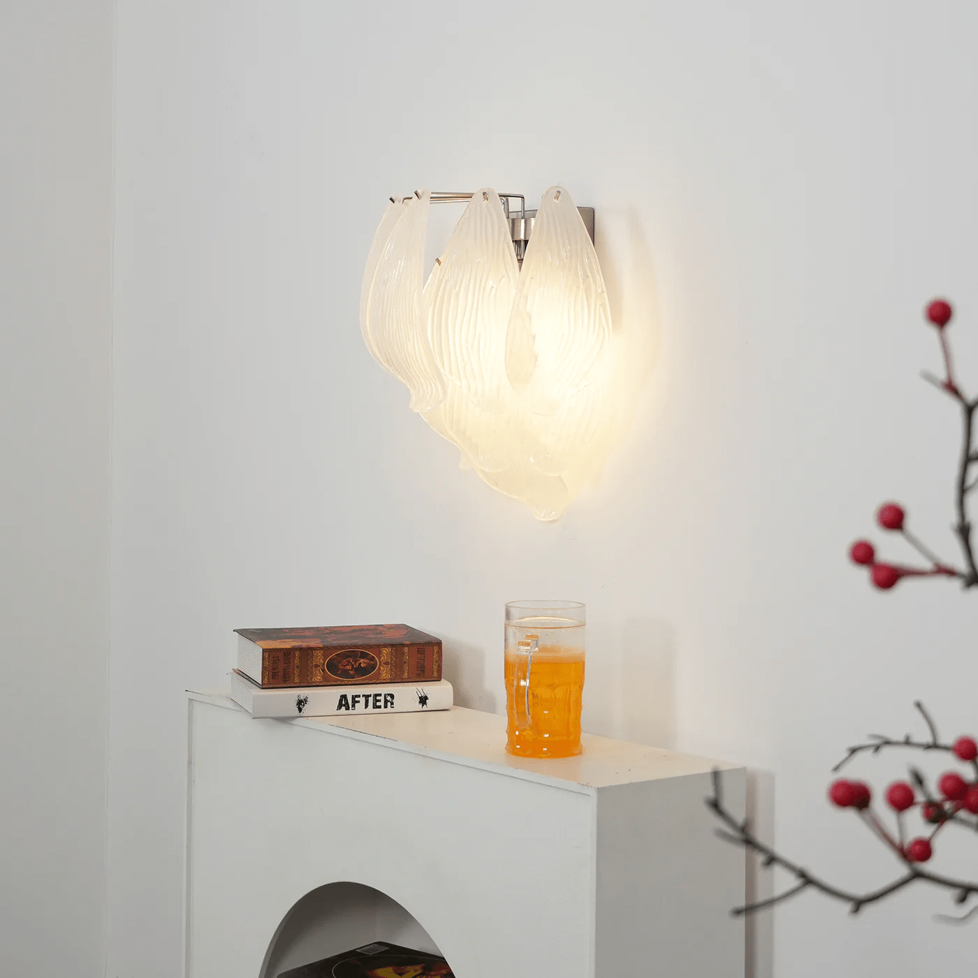 Lioriniella Wall Lamp Murano Glass Petal Frosted Cascading