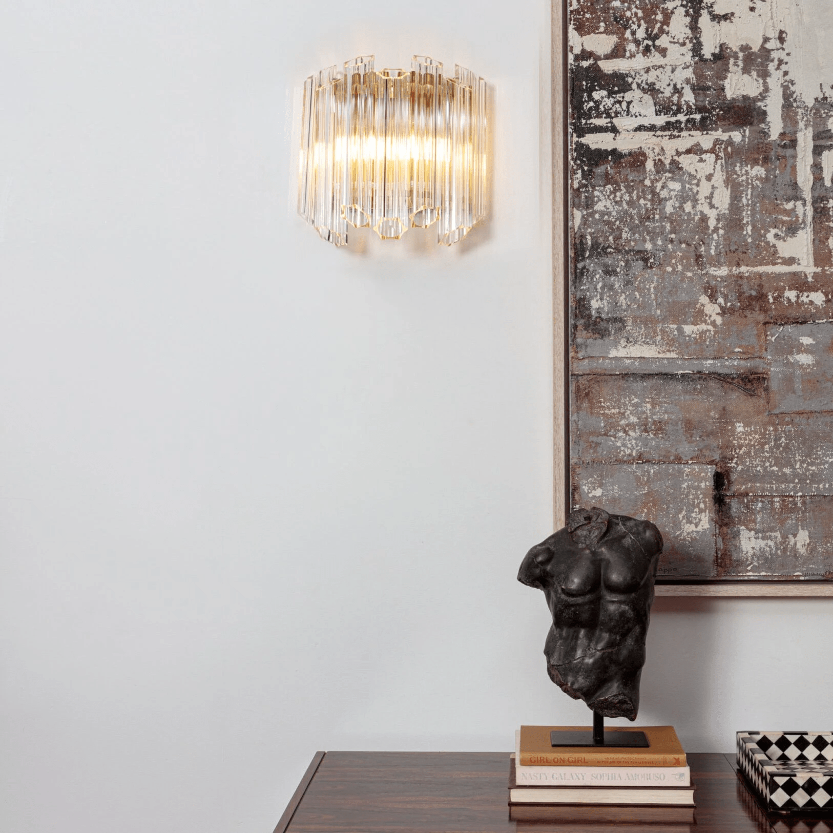Celalaria Wall Lamp Clear Murano Glass Tube Cascade