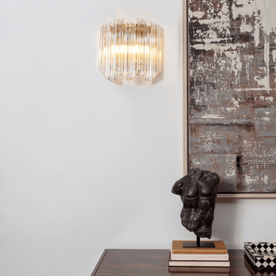 Celalaria Wall Lamp Clear Murano Glass Tube Cascade