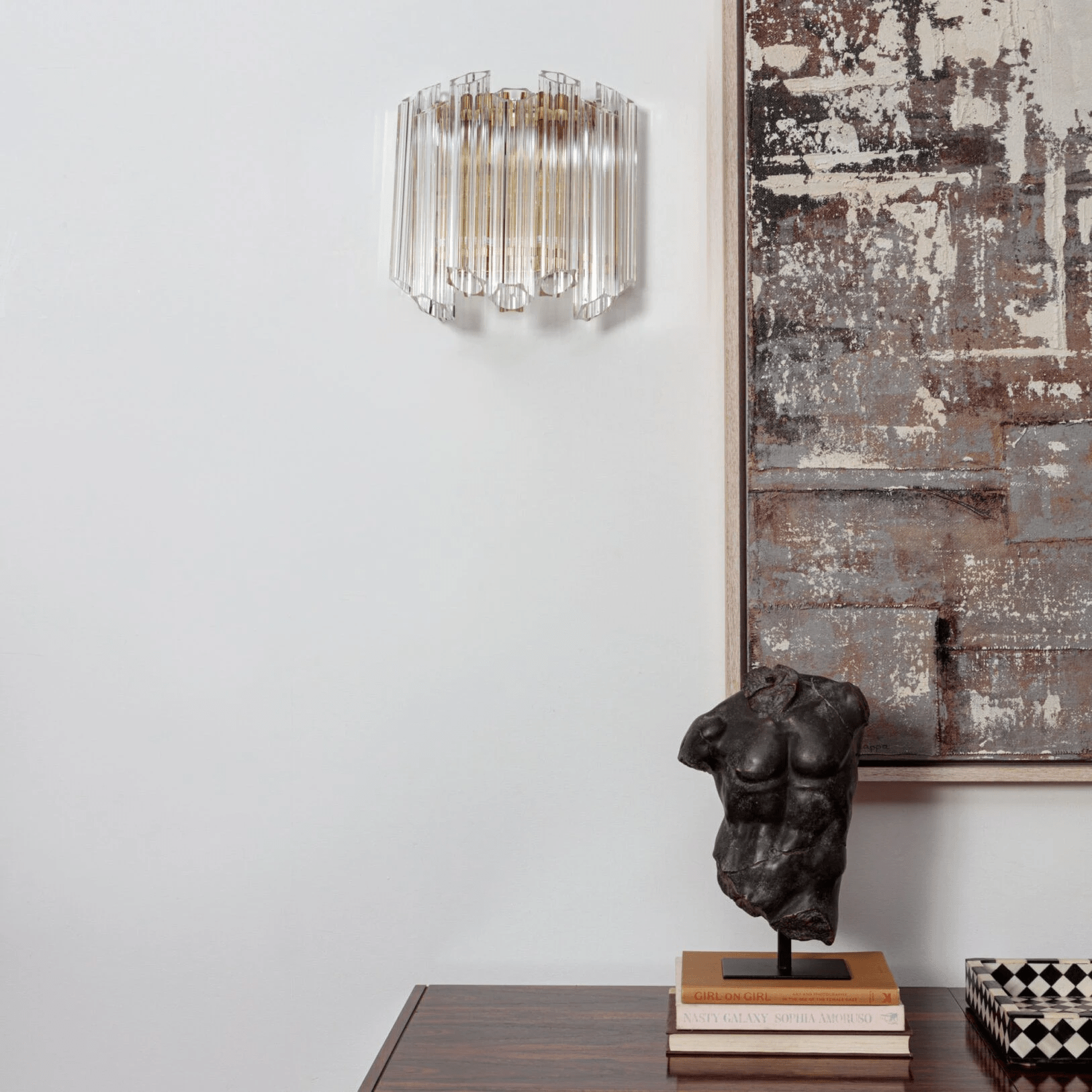 Celalaria Wall Lamp Clear Murano Glass Tube Cascade
