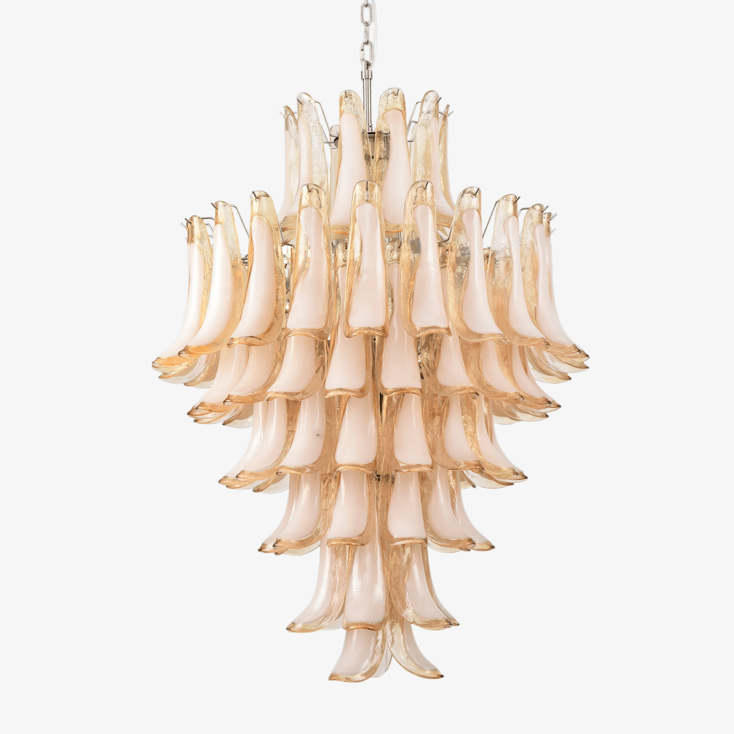 Celalian Chandelier Amber Murano Glass Petal Layered Luxury