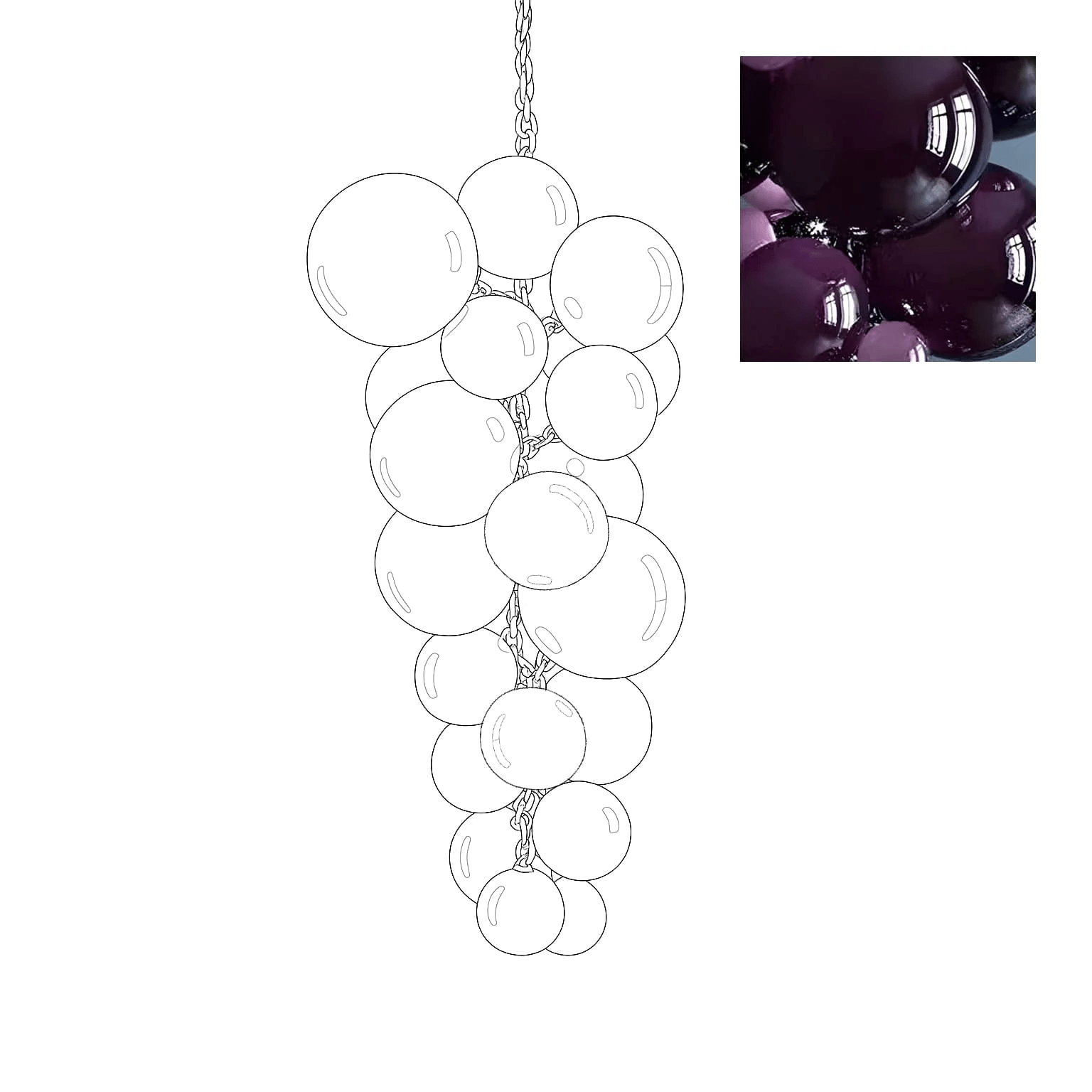 Blixo Chandelier Murano Glass Grape Cluster Art Deco