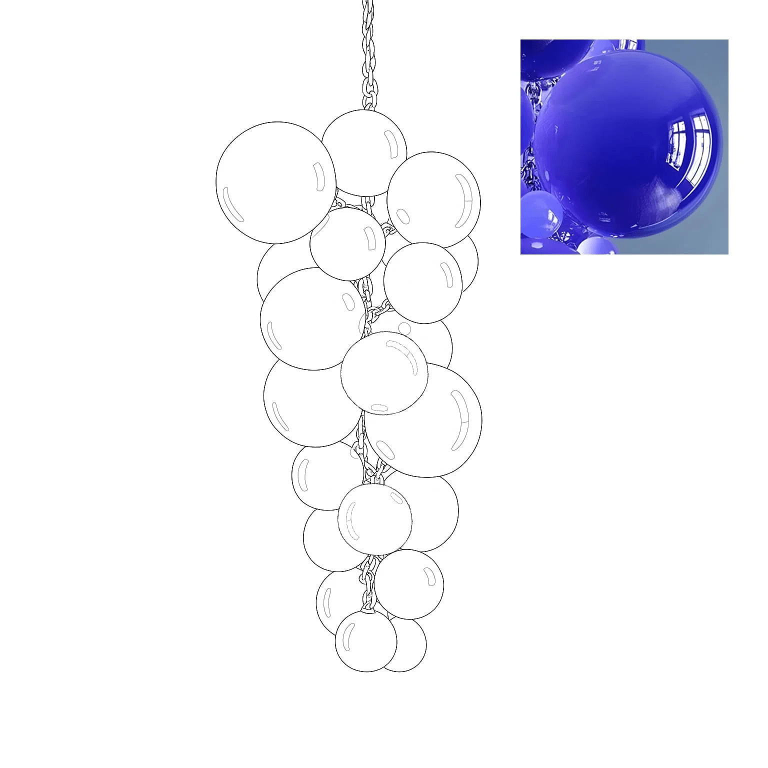 Blixo Chandelier Murano Glass Grape Cluster Art Deco