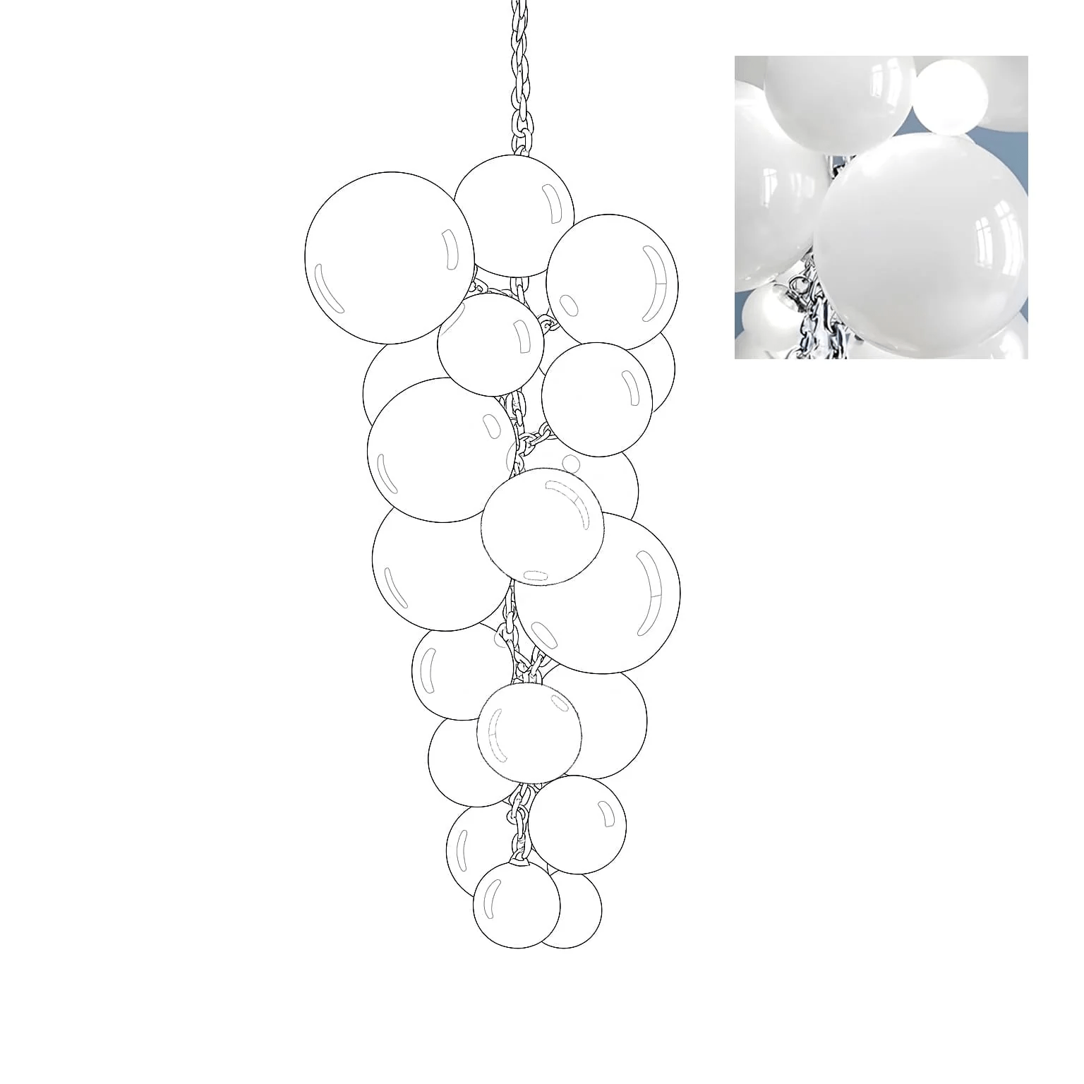 Blixo Chandelier Murano Glass Grape Cluster Art Deco