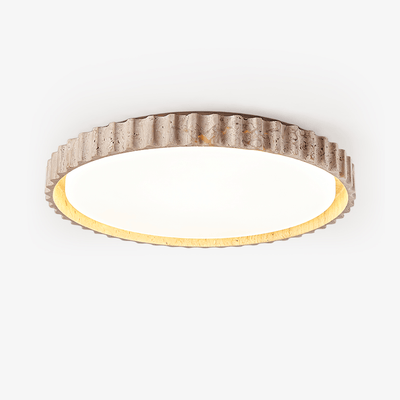 Obsidian Fluted Ring Travertine Ceiling Light