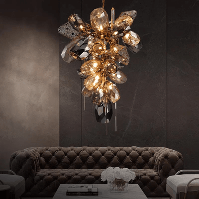 Celirian Chandelier Modern Glass Crystal Smoked Cluster