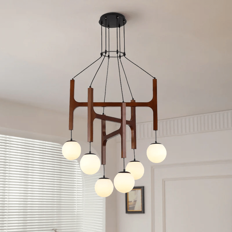 Xylocube Geometric Wood Globe Pendant Light - Neutral Decor