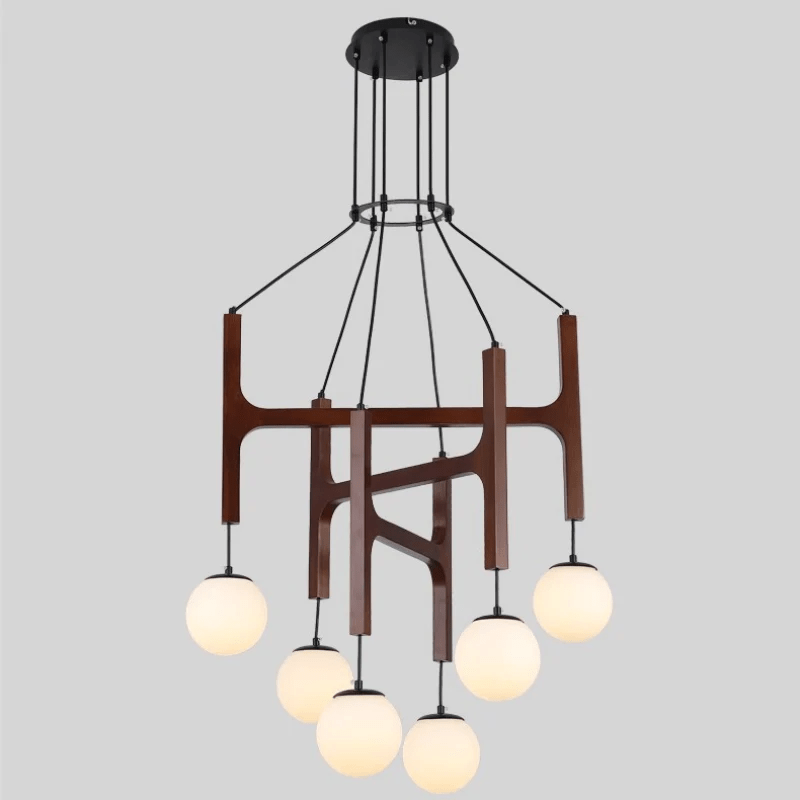 Xylocube Geometric Wood Globe Pendant Light - Neutral Decor