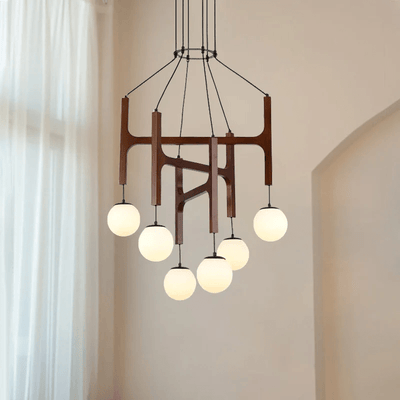 Xylocube Geometric Wood Globe Pendant Light - Neutral Decor