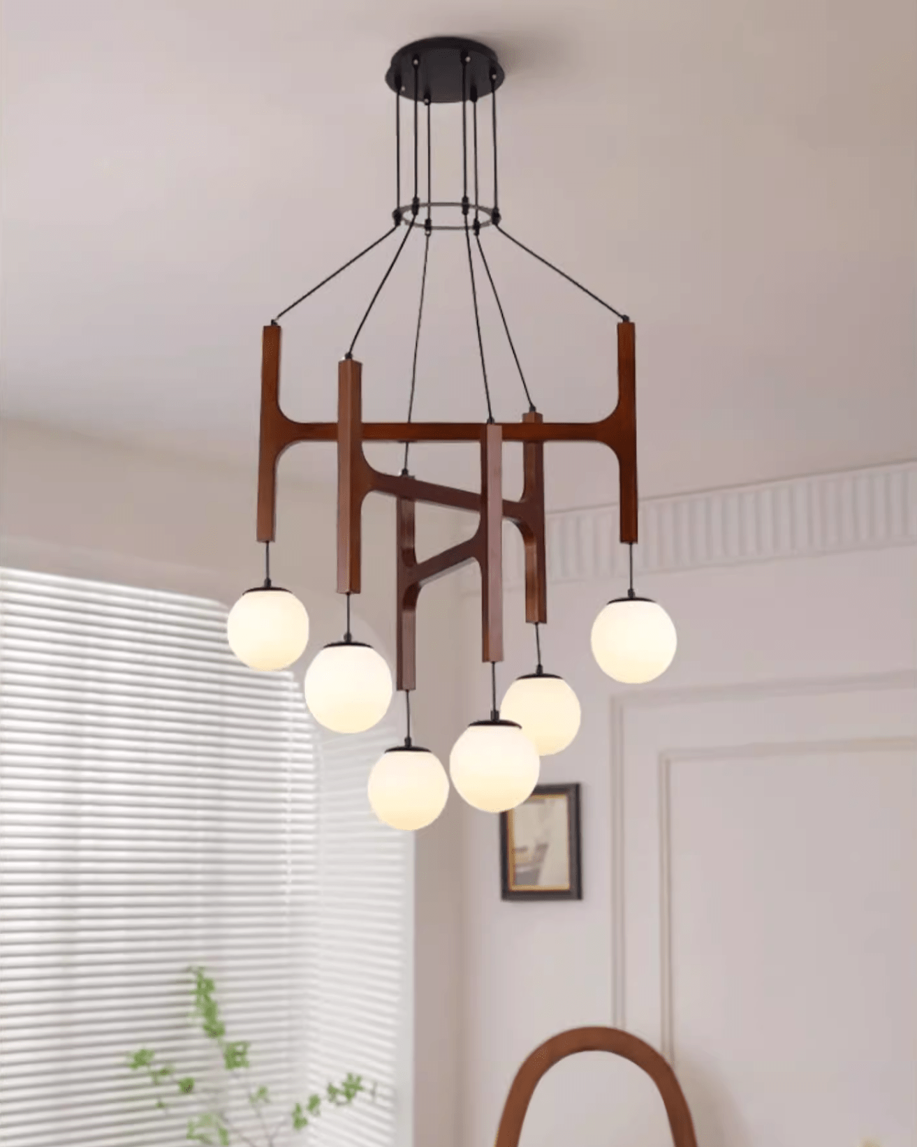 Xylocube Geometric Wood Globe Pendant Light - Neutral Decor