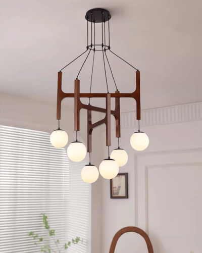 Xylocube Geometric Wood Globe Pendant Light - Neutral Decor