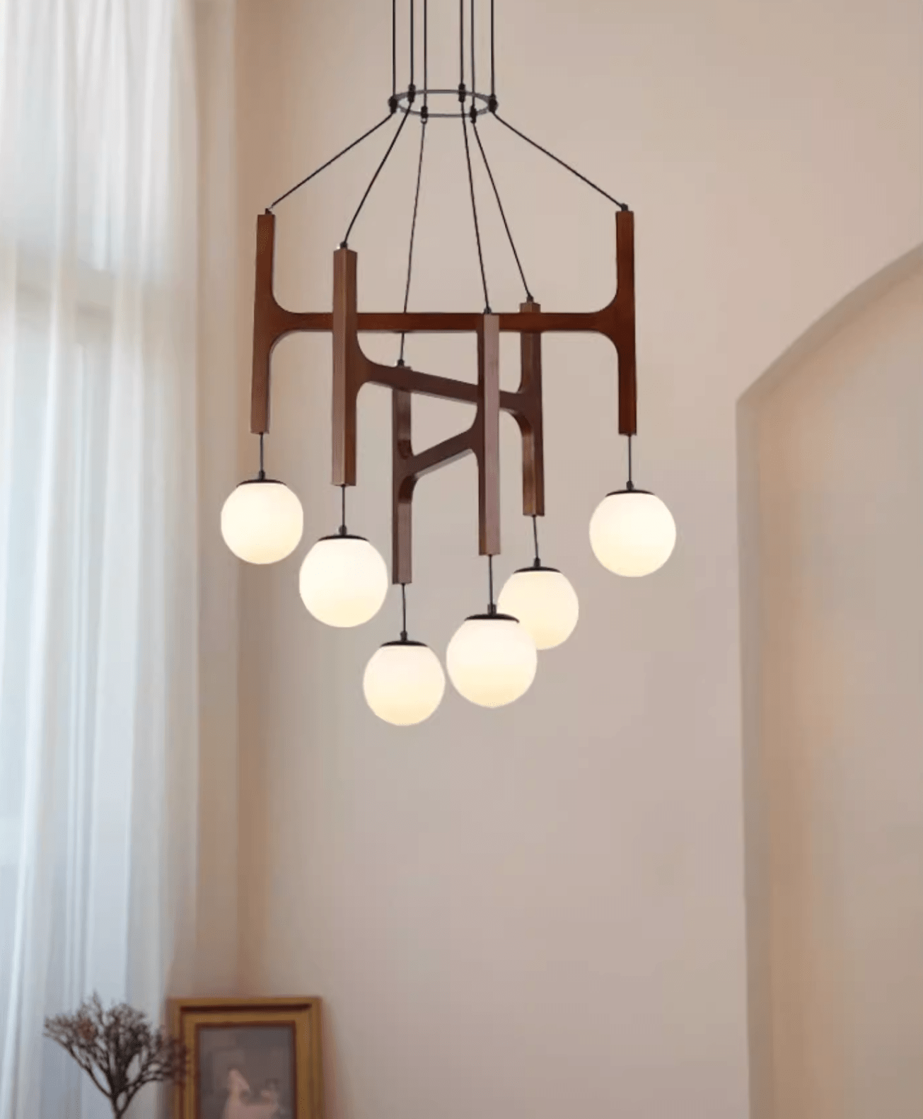 Xylocube Geometric Wood Globe Pendant Light - Neutral Decor