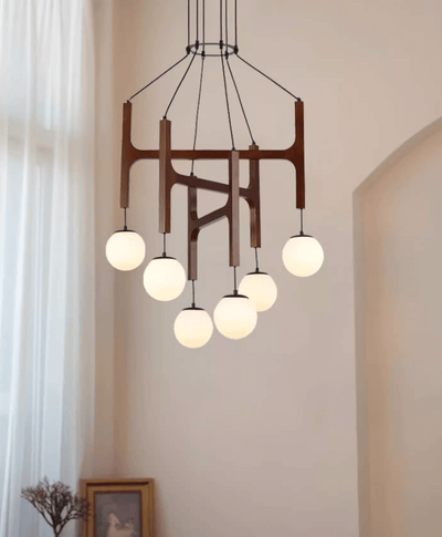Xylocube Geometric Wood Globe Pendant Light - Neutral Decor