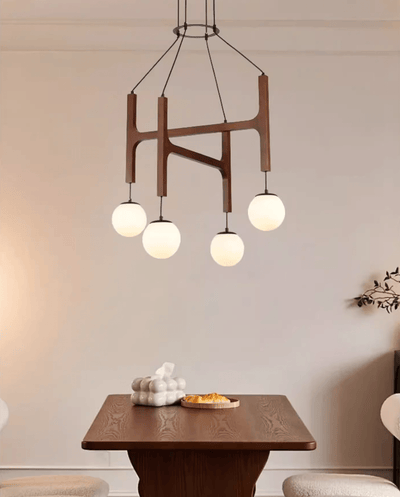 Xylocube Geometric Wood Globe Pendant Light - Neutral Decor