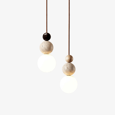 Bit Sphere-Cluster Travertine Pendant Light