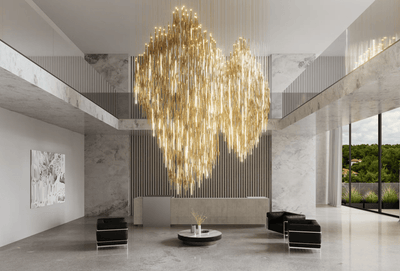 HydroDrop Amber Glass Grand Cascade  Chandelier
