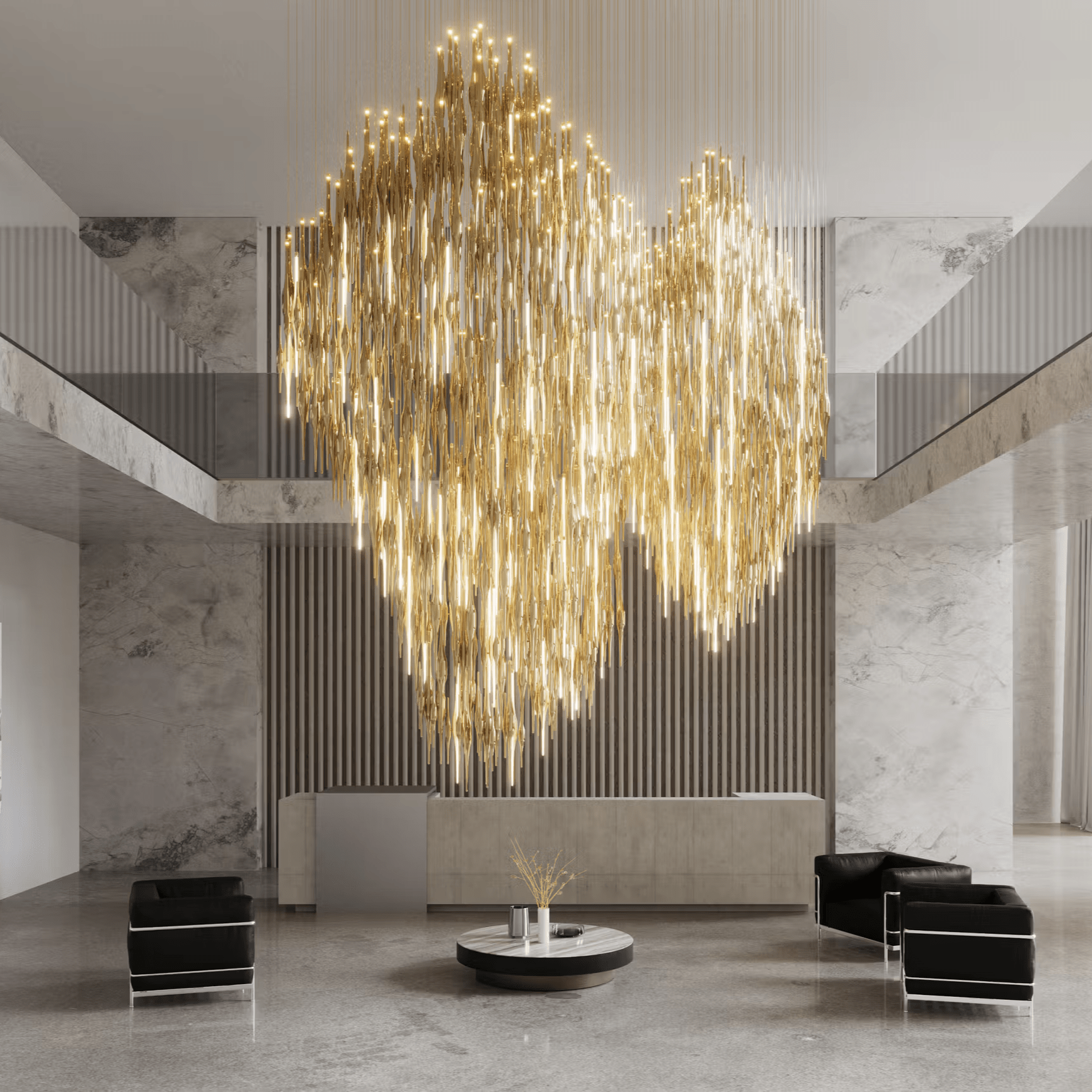 HydroDrop Amber Glass Grand Cascade  Chandelier