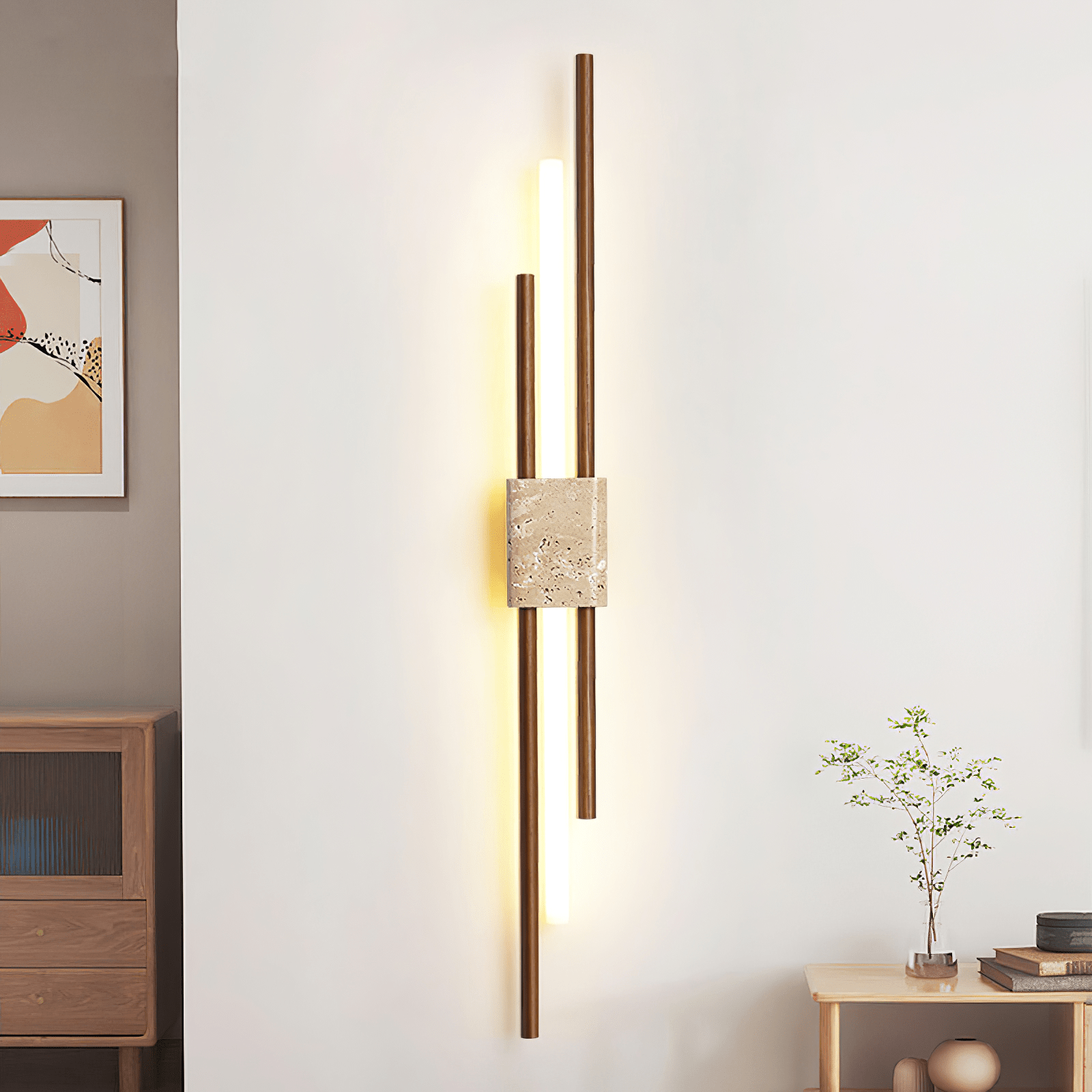 Eden Terra   Travertine  Wood  Walnut Wall Light