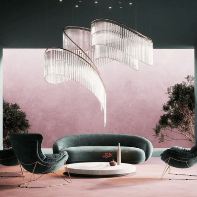 Rivella Shimmering Cascade  Crystal Glass Chandelier