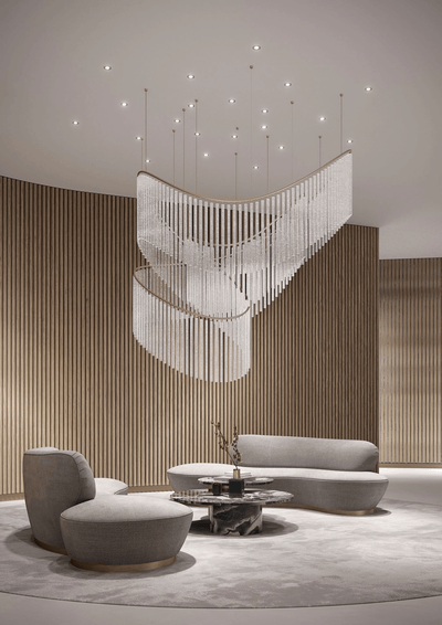 Rivella Shimmering Cascade  Crystal Glass Chandelier