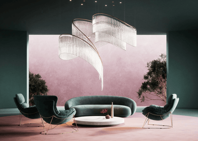 Rivella Shimmering Cascade  Crystal Glass Chandelier