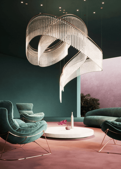 Rivella Shimmering Cascade  Crystal Glass Chandelier