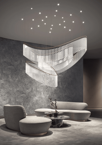 Rivella Shimmering Cascade  Crystal Glass Chandelier