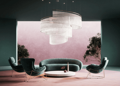 Rivella Shimmering Cascade  Crystal Glass Chandelier